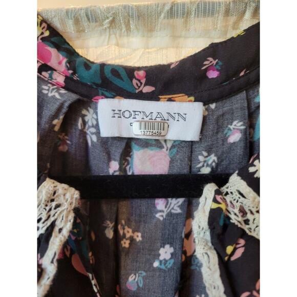 sz 40 black Hofmann copenhagen Bea floral ruffle dress  Victorian Vtg look - Picture 7 of 8